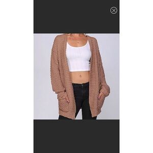 Listicle brown oversized cardigan‎